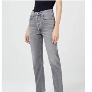 Agolde Distressed Raw Hem Grey / Black Denim Size 24